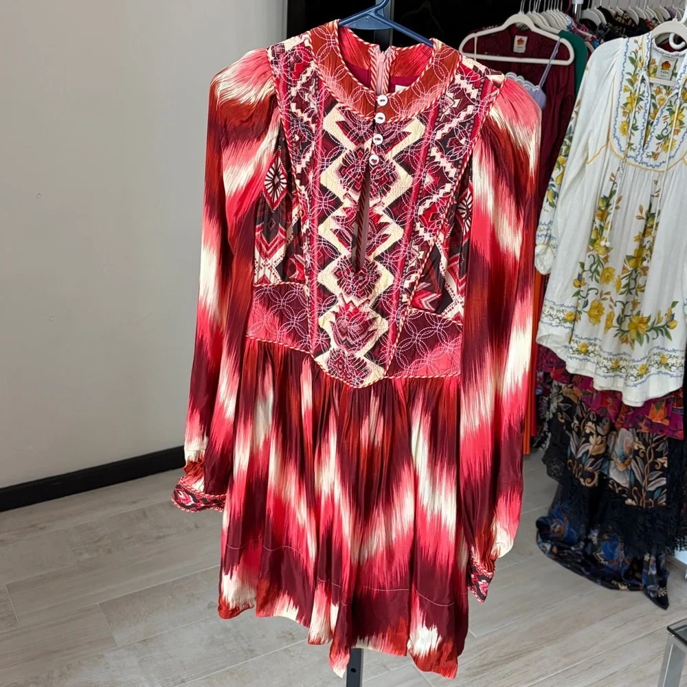 Farm Rio: Red Amanda Stripes Tapestry Quilted Mini Dress